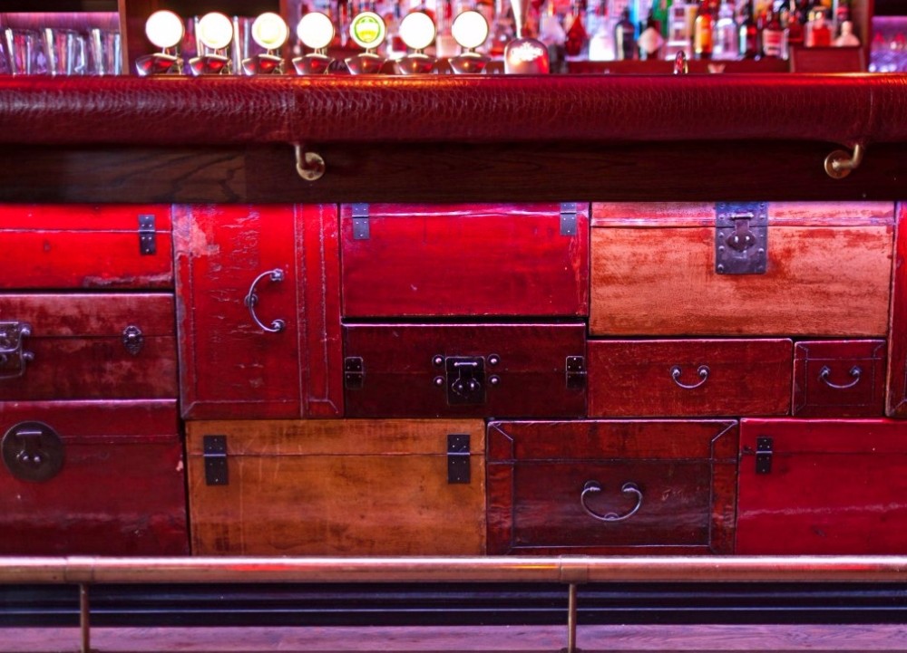 Antique Chinese Suitcases Leather Handrail